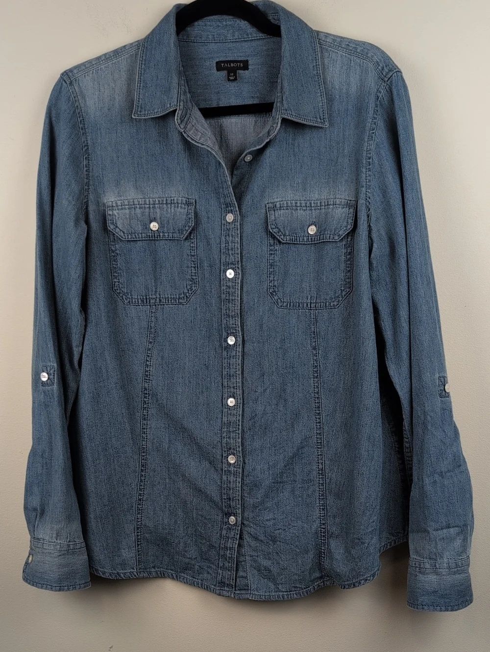 Talbots Cotton Denim Button-Up Shirt NWOT Size 12